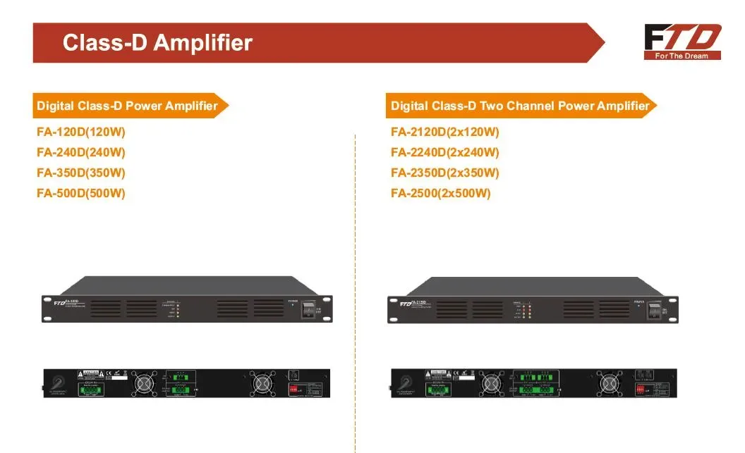 2X240W Class D power amplifier EC-2240D 4