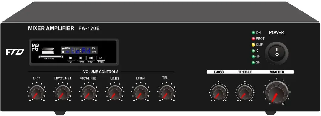 30W Compact Mixer Amplifier with Mp3 & FM 3 Mic 2 Aux EC-30E 3