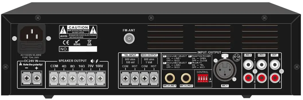 30W Compact Mixer Amplifier with Mp3 & FM 3 Mic 2 Aux EC-30E 4
