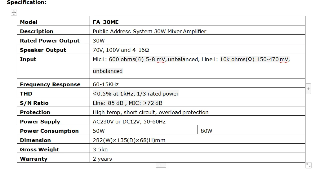 PA Amplifier with MP3 EC-30ME 3