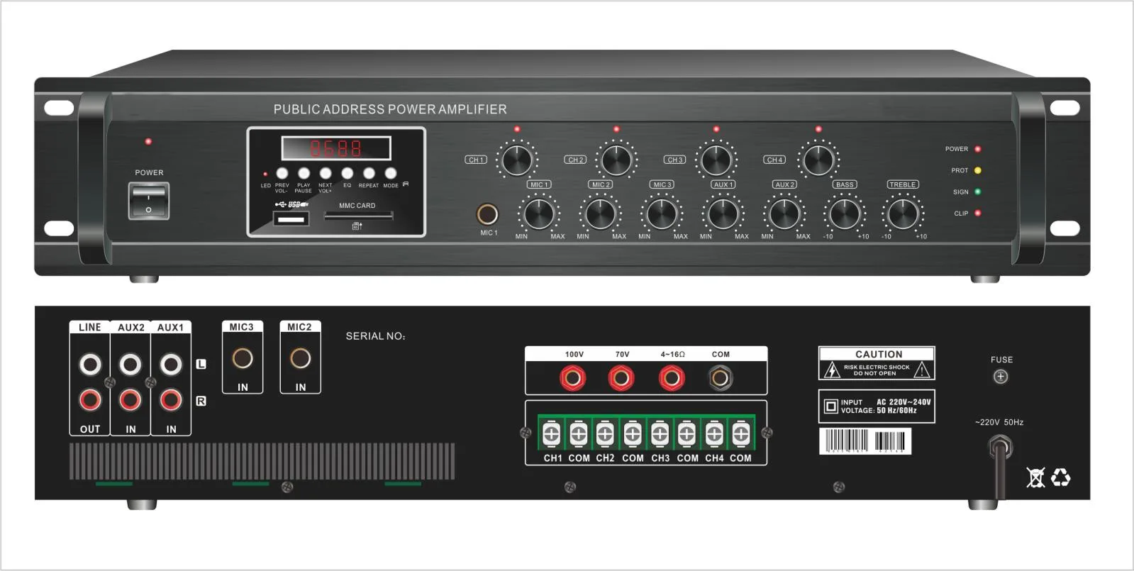 EC-460M 4 zone Mixer Amplifier with zone volume control