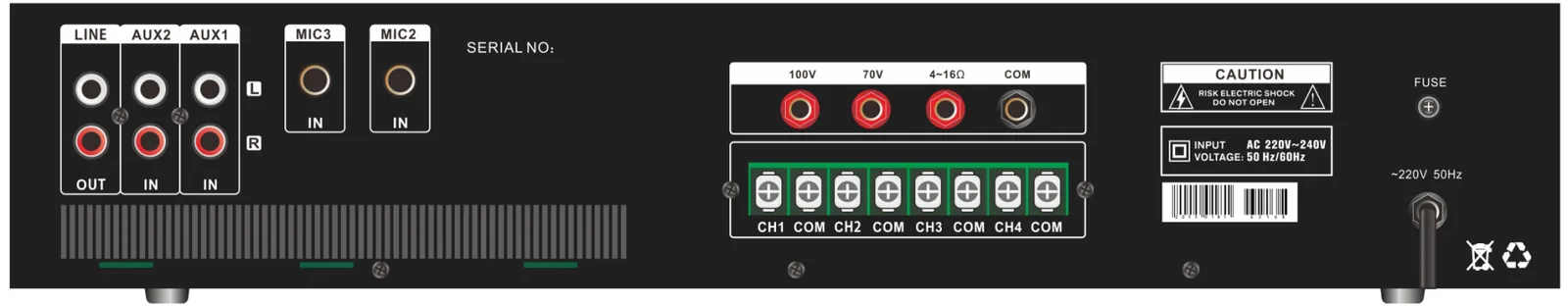 EC-460M 4 zone Mixer Amplifier with zone volume control 2