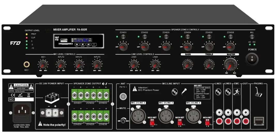 6 zone mixer amplifier with MP3/SD/BT/FM(500W) EC-500R 4