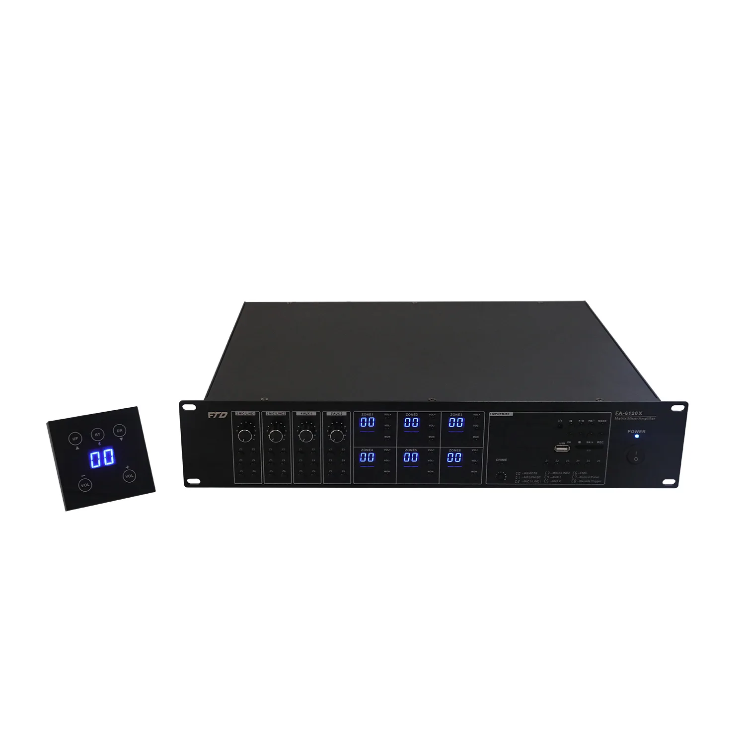 6 ZONE 60W PA 6×6 Matrix mixer amplifier +USB/SD/FM/BLUETOOTH EC-660X 2