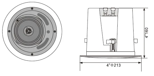 4" Coaxial Ceiling Speaker (20W/10W/5W/2.5W&8Ω) EC-620PH 5