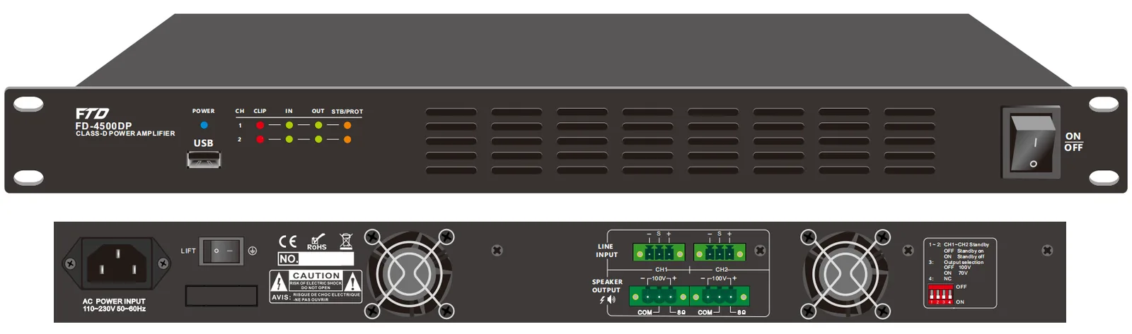EC-2500DP 2CH 500W Class-D Amplifier with DSP