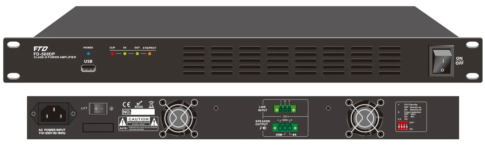 EC-350DP Single Channel 350W Class-D Amplifier with DSP