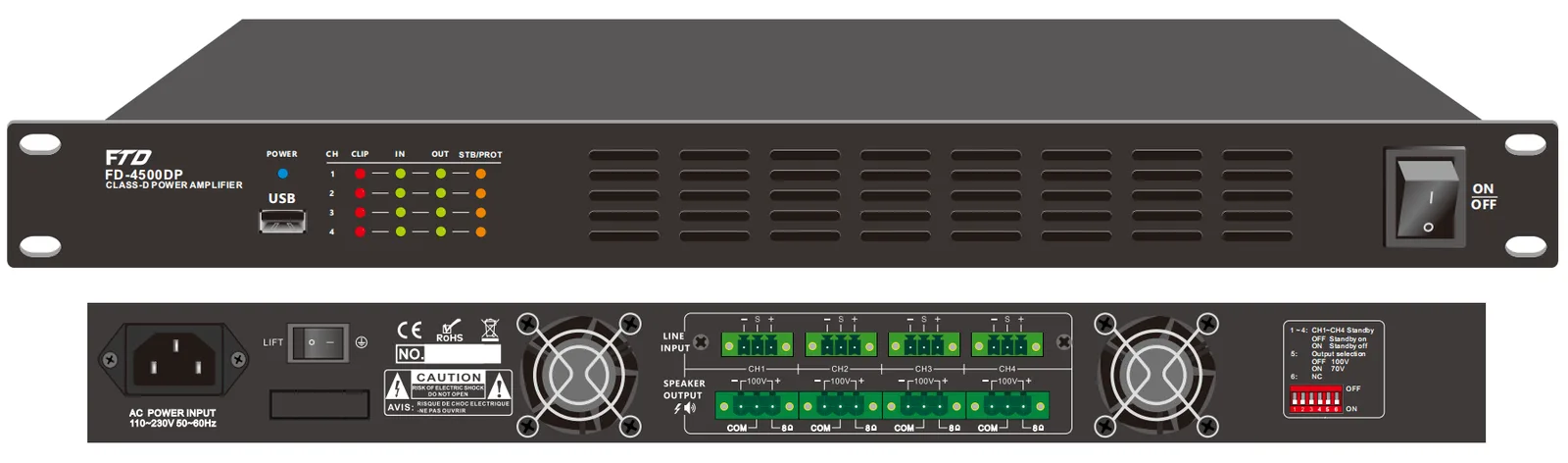 EC-4240DP 4CH 240W Class-D Amplifier with DSP