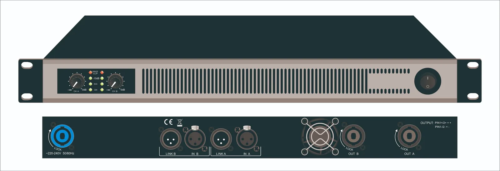 EC-2500 2*500W 8 ohms Professional Class-D Stereo Amplifier