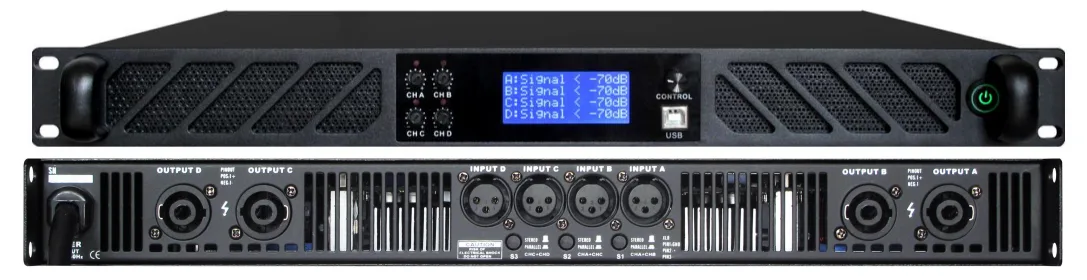 EC-4650D 4×650W 8Ω Professional Class-D Stereo Amplifier build in Germany DSP